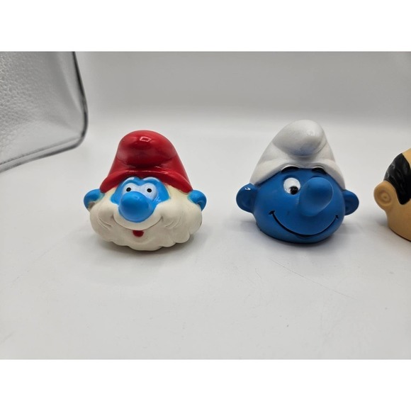 Smurfs Vintage 1983 Peyo Plastic Heads Collectible Toy Lot of 5 Finger Puppets - Picture 2 of 11